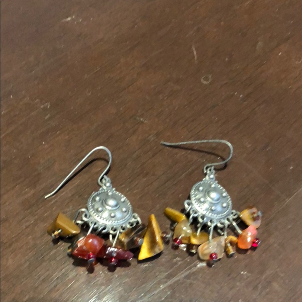 Silver and beaded drop earrings